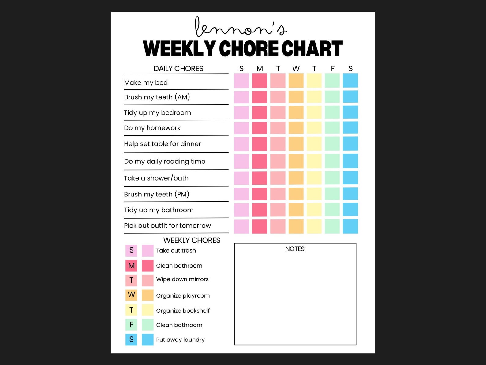 Editable Chore Chart for Kids & Toddlers | Daily Routine Checklist for ...