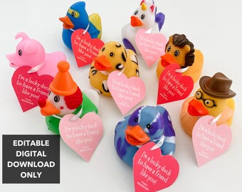 I'm A Lucky Duck To Have A Friend Like You | Rubber Duck | Kids Valentines | Valentine's Day Party | Fun Valentine | Birthday Party Favor