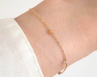 Citrine Bracelet | Minimalist Birthstone Bracelet | Gemstone Bracelet | November Birthstone Jewelry | Dainty Silver Bracelet | Gift For Her