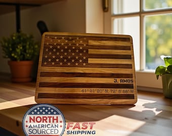 250TH USA ANNIVERSARY Personalized Wooden American Flag Cutting Board – Engraved Patriotic Gift USA