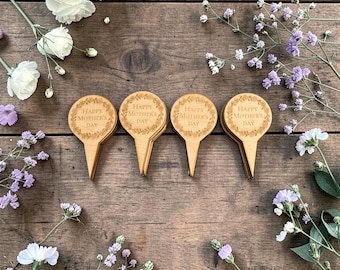 Palillos de madera grabados para el Día de la Madre, brochetas personalizadas para aperitivos.