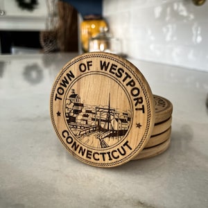 Handcrafted Westport CT Coasters | Set of 5 | Made in Redding, Connecticut