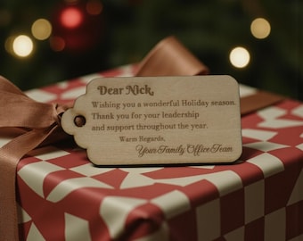 Personalized Wood Gift Tags, Custom Engraved Tags for Christmas, Holidays, Weddings, Gifting, Party Favors