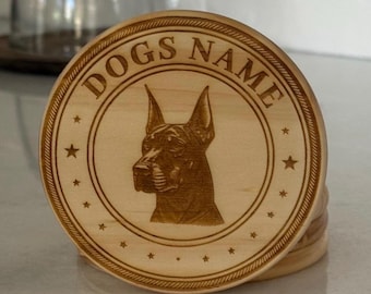 Sottobicchiere Doberman inciso - Regalo commemorativo personalizzato per cani