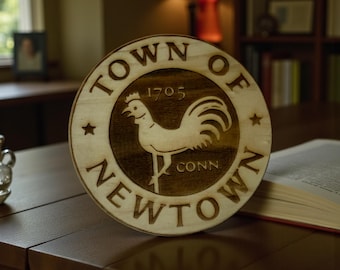 Puntale per albero di Natale a forma di gallo di Newtown, CT, in legno stile rustico, regalo dal Connecticut, decorazione rustica con gallo, puntale per albero di Natale.