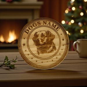 Dessous de verre gravé à la mémoire du Golden Retriever, cadeau personnalisé pour chien