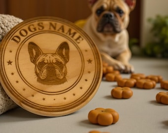 Sottobicchiere rotondo in legno con incisione Bulldog francese – Regalo commemorativo personalizzato per animali domestici