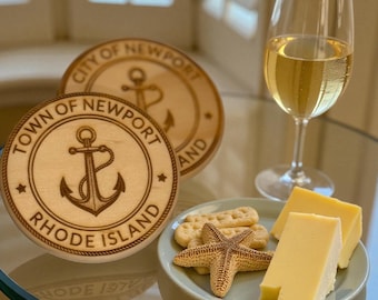 Engraved Anchor Coasters – Newport Rhode Island Nautical Gift
