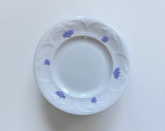 Vintage Adderley Blue Chelsea Bone China Plate | Made in England | Purple Floral Embossed Dessert Plate | Cottagecore Tea Party Decor