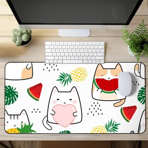 Cute Cat Kawaii Mouse Pad | Kawaii Cat Desk Pad | Cute Desk Decor | Gift for Cat Lover | Kawaii Desk Mat | Pineapple Desk Mat | Cat Lover