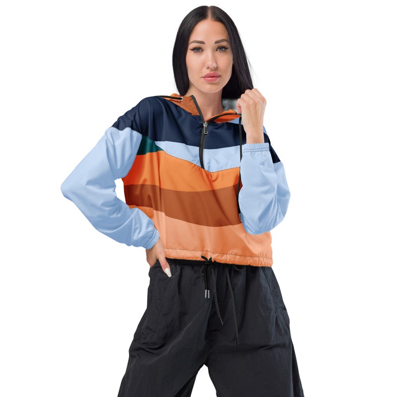 Retro Stripes - Inspired By Harry Styles - Sustainably Made Women’s cropped windbreaker