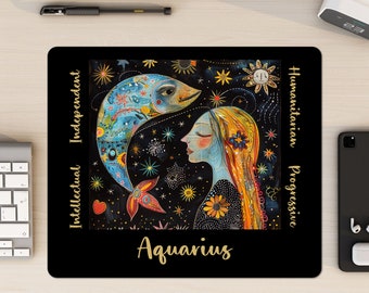 Aquarius Mouse Pad | Zodiac Sign Mouse Pad | Astrological Signs | Aquarius Sign | Sign of Aquarius | Astrological Mouse Pad | Gift For Her