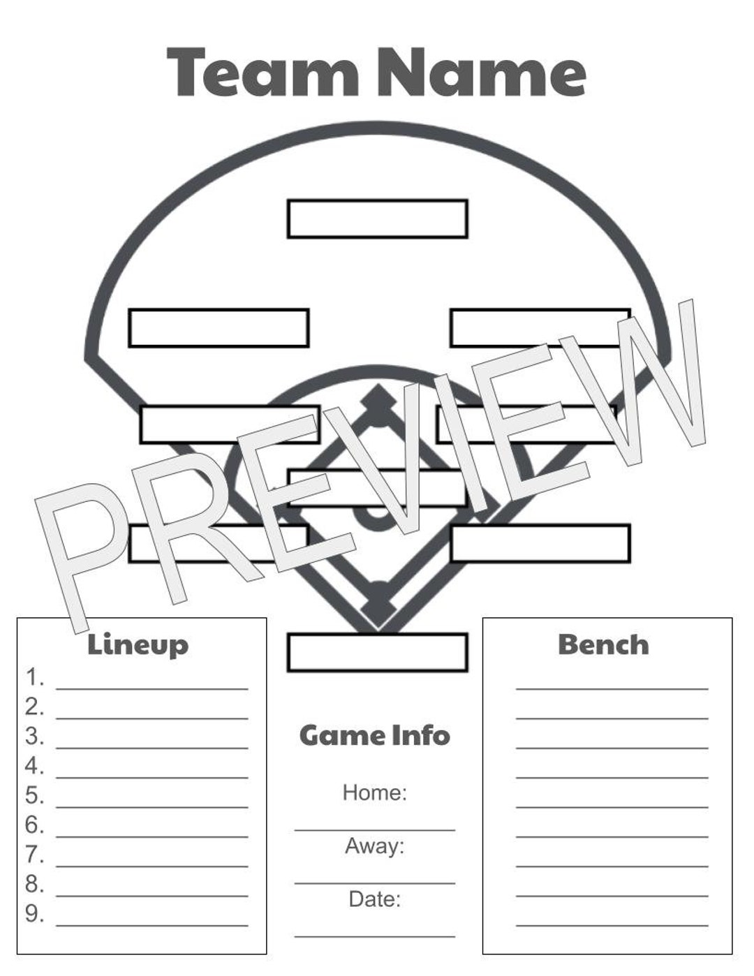 Printable Baseball or Softball Lineup Template google Slides - Etsy