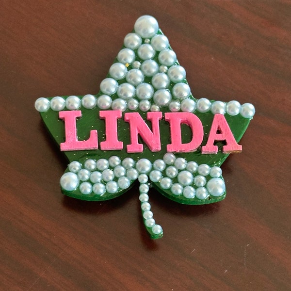 Cinnamoroll Pin Sorority Graduation Brooch Pin Pink Green Leaf