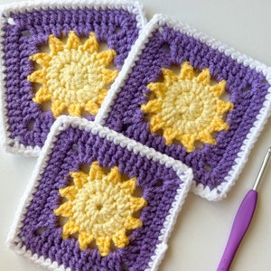 Tangled Inspired Sun Granny Square Pattern | Sun Granny Square Crochet Pattern | Crochet Granny Square Pattern