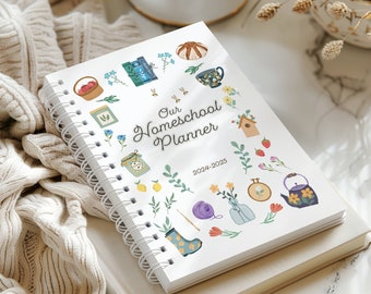 Printable Cozy Homeschool Planner Pack, DIY Homeschool Planner, Teacher Lesson Plan Bundle