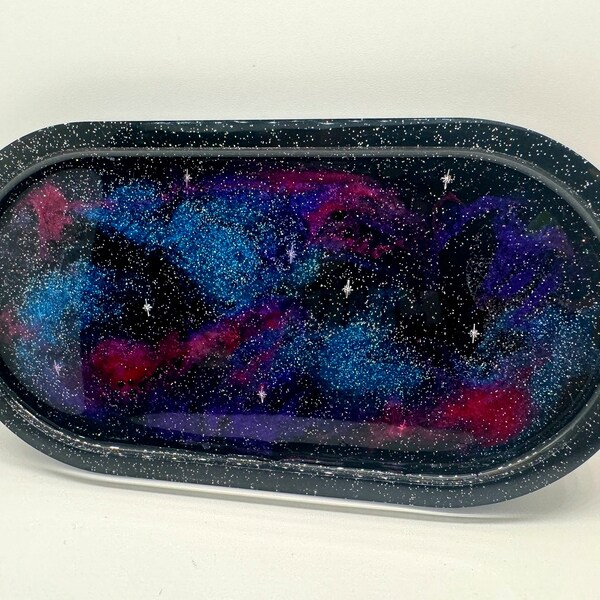 Galaxy Epoxy, Resin Rolling Tray, Astronomy Decor, Astronomy Gifts, Key Tray, Rolling Tray, Coffee Table Tray, Galaxy Space Tray