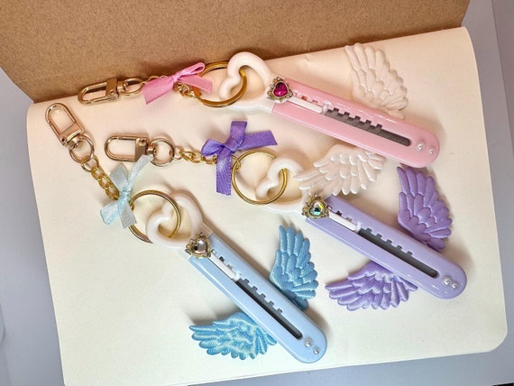 Kawaii Decor Retractable Utility Knife Blade Cutter, Kawaii Box Cutter, Kawaii Letter Opener, Kawaii Aesthetic Supplies, Aesthetic Blade