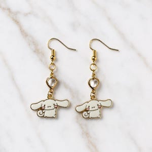 Handmade Stainless Steel Cinnamoroll Earrings, Cinnamoroll Jewelry, Cinnamoroll Accessories, Cinnamoroll Dangle Earrings, Sanrio Earrings