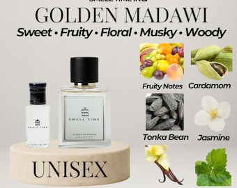 Golden Madawi Perfume | Fruity, Vanilla & Warm Spicy Scent | Long-Lasting Elegant Fragrance | Smell Time USA