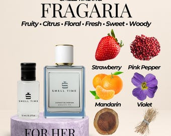 Fragaria | Strawberry, Violet & Cedarwood Perfume | Bright Fruity Floral Blend | Smell Time USA