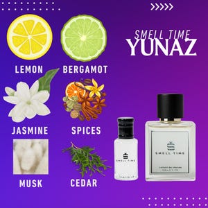 Yunaz Fragrance for Men  – Citrus, Woody & Fresh Scent by Smell Time USA Perfume Oil