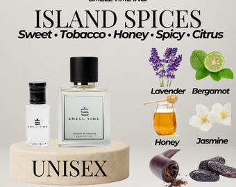 Island Spices Fragrance Unisex Cologne - Sweet Vanilla, Honey & Tobacco Blend by Smell Time USA