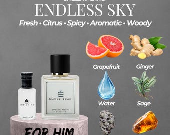 Endless Sky | Fresh Spicy Citrus & Aquatic Cologne | Long-Lasting  Handmade | Smell Time USA