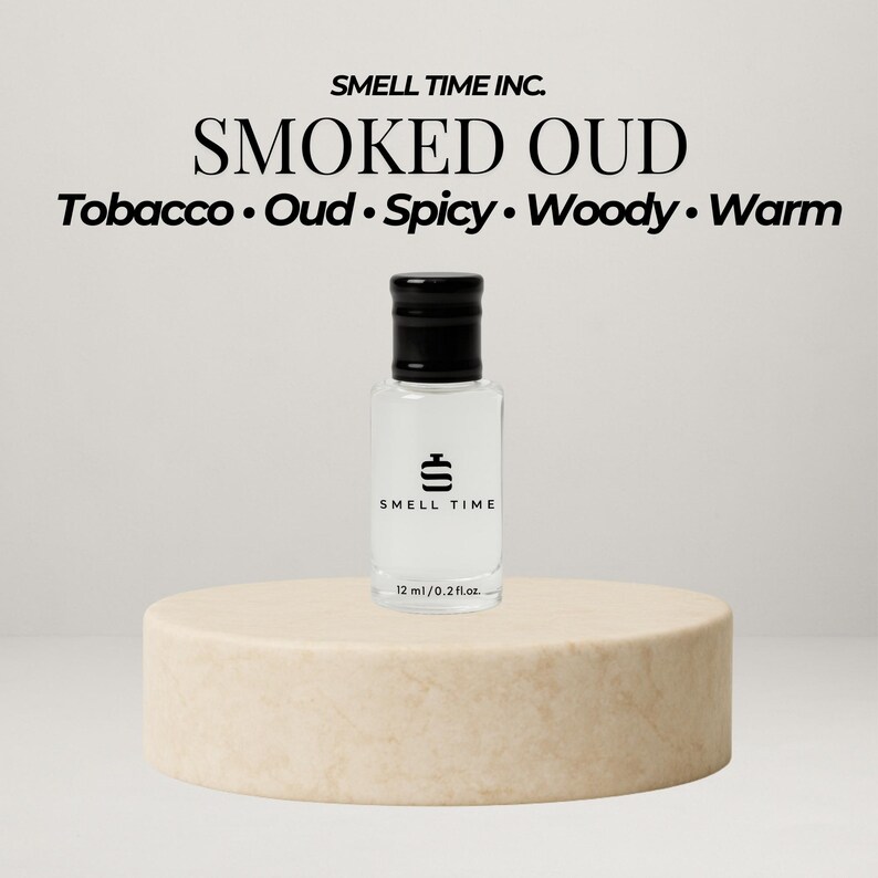 Smoked Oud Unisex Fragrance – Warm Spicy Woody Blend by Smell Time USA, Long-lasting Scent 12 Ml Roll On Oil