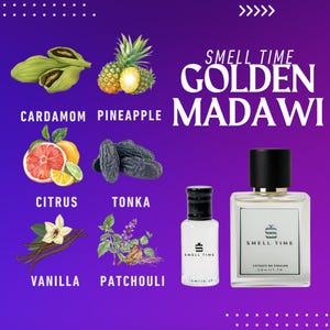 Golden Madawi Perfume | Fruity, Vanilla & Warm Spicy Scent | Long-Lasting Elegant Fragrance | Smell Time USA