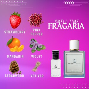 Fragaria | Strawberry, Violet & Cedarwood Perfume | Bright Fruity Floral Blend | Smell Time USA