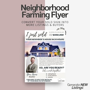 Real Estate Farming Flyer Template: Hello Neighbor Marketing (Editable Canva)