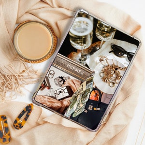 Lyxigt collage-inlägg till Kindle-fodral för genomskinligt fodral - utskrivbart - Paperwhite, Basic, Oasis | Bokliknande | Flickigt | Estetiskt