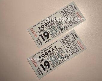 Ein Paar FOGHAT Konzert-Eintritts-Seatet Center Coliseum 19 Apr. 1978 NEUDRUCKE