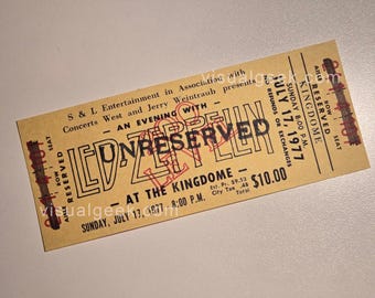 One Led Zeppelin Unbenutzte Konzertkarte Juli 17 1977 Los Angeles Vielfalt 200 Level Reproduktion