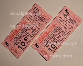 Set von 2 Led Zeppelin Unbenutzte Konzertkarten März 10 März 1975 San Diego Sports Arena Reproduktion