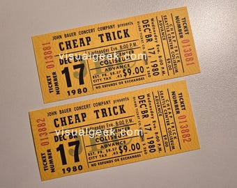 Paar Günstige Trick-Konzertkarten Setetapple Center Coliseum 17.Dezember 1980 REPRINTS Ganze unbenutzte Stubs