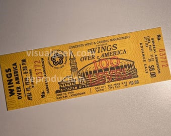 Ein unbenutztes Paul McCartney and Wings Over America Tourticket vom 10