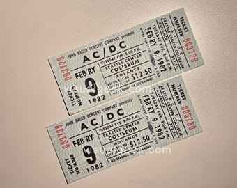 1 Paar AC / DC Konzertkartenettlet Center Coliseum 9 Februar 1982 REPRINTS Ganze unbenutzte stubs