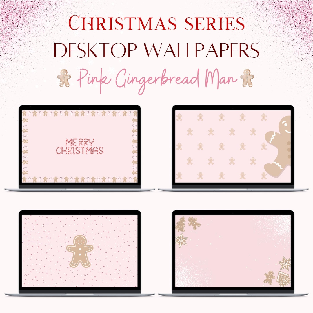 Gingerbread Child Computer Background Pink Christmas Gingerbread Desktop Wallpaper Set Festive HD Wallpapers ...