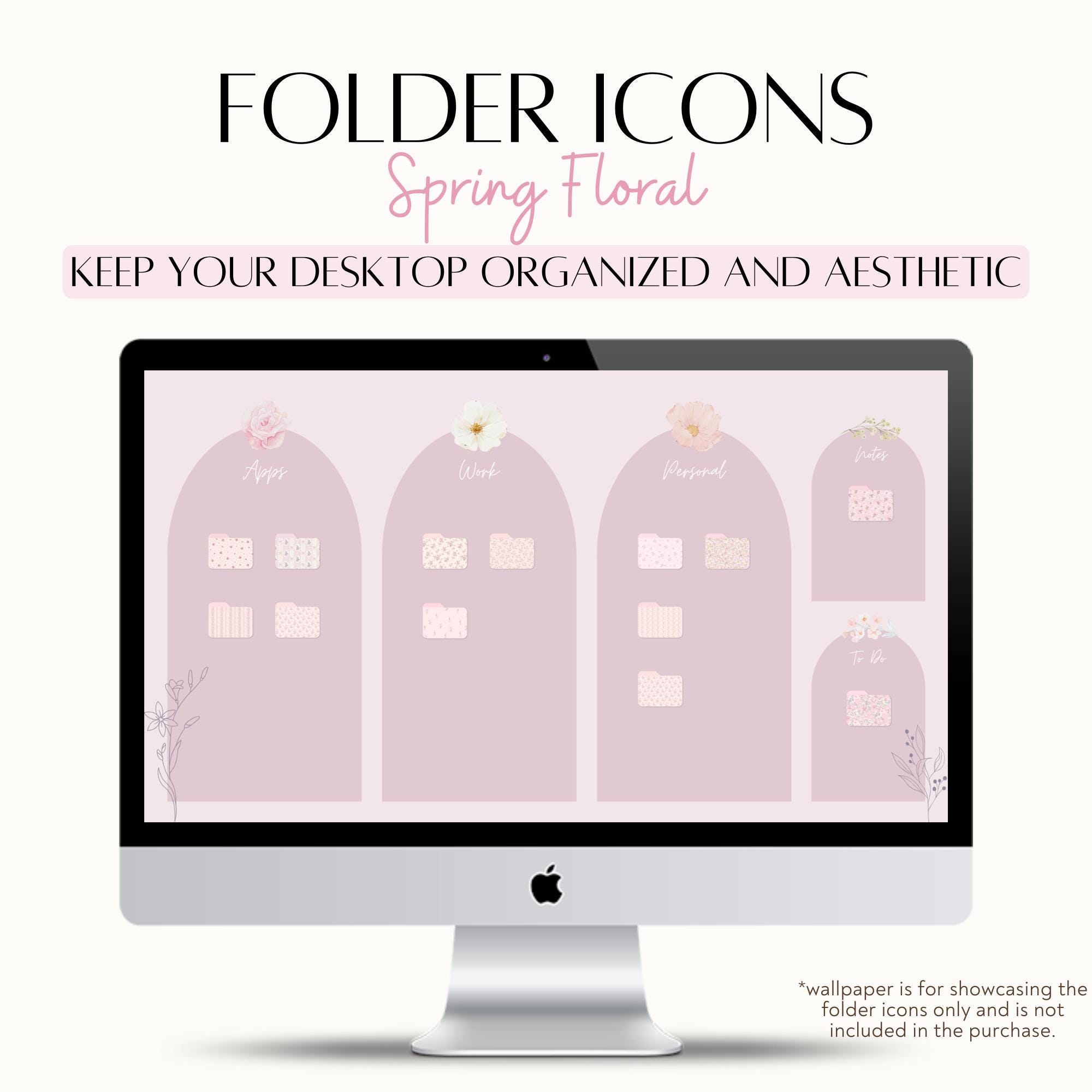 Pink Floral Folder Icons for Mac Windows PC, Coquette Folder Icons for ...