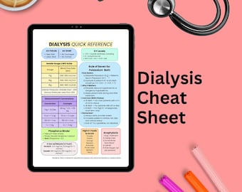 Dialysis Nurse Cheat Sheet: Lab Values, Av Fistula Facts, Quick Reference (Digital Download)