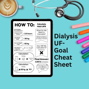 Dialysis For Beginner Fluid Removal Worksheet and Study Guide RN Education Dialysis How to Set Fluid Goal Guide Max UFR Facts to Teach HD Rn