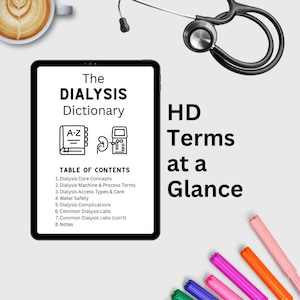 Dialysis Glossary of Frequently Used Terms for Nurse Quick Reference Guide Digital Download for Orientation Binder or Easy Phone Access