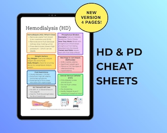Dialysis Cheat Sheets HD and PD : Study Guide (Digital Download)