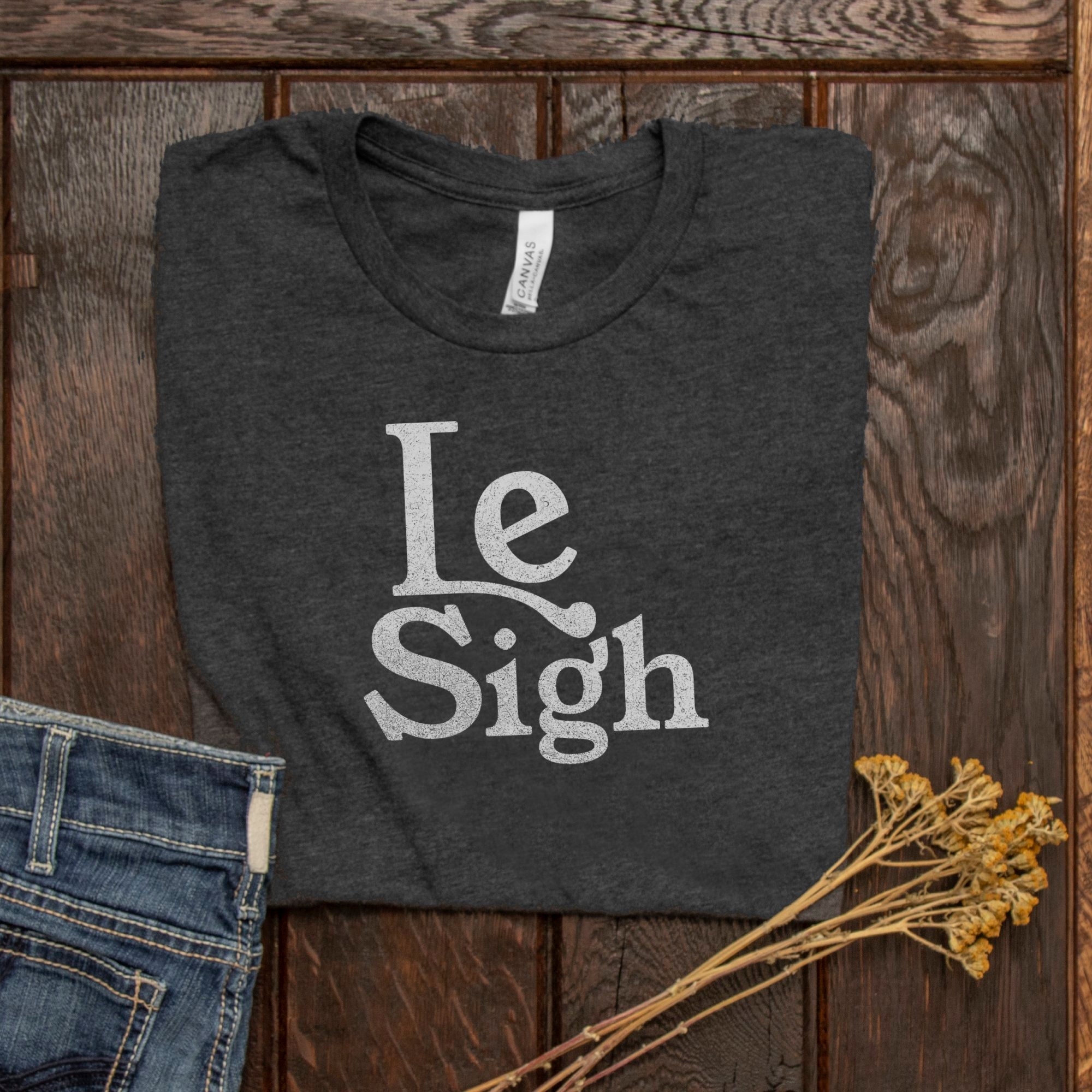 LE SIGH White Script Typography TSHIRT - Minimalist Casual Shirt Available In Different Sizes