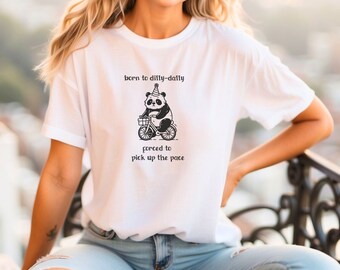 Panda Birthday T-Shirt, Cute Panda Riding Bike, Casual Unisex Tee, Graphic Dilly-Dally Panda, Whimsical Animal Shirt, Fun Gift Idea