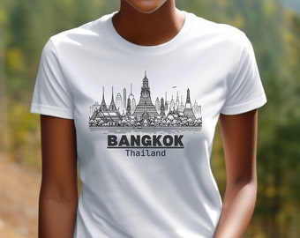 Bangkok Skyline Graphic Tee, Thailand Travel Shirt
