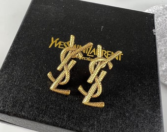 Authentic Vintage Yves Saint Laurent  stud earrings  YSLclassic gold