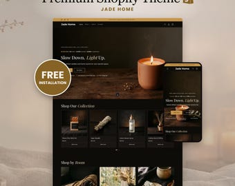 Candle Shopify Theme, Home Decor Website Template for Candles and Gift Shops, Jade Home Shopify Store Template